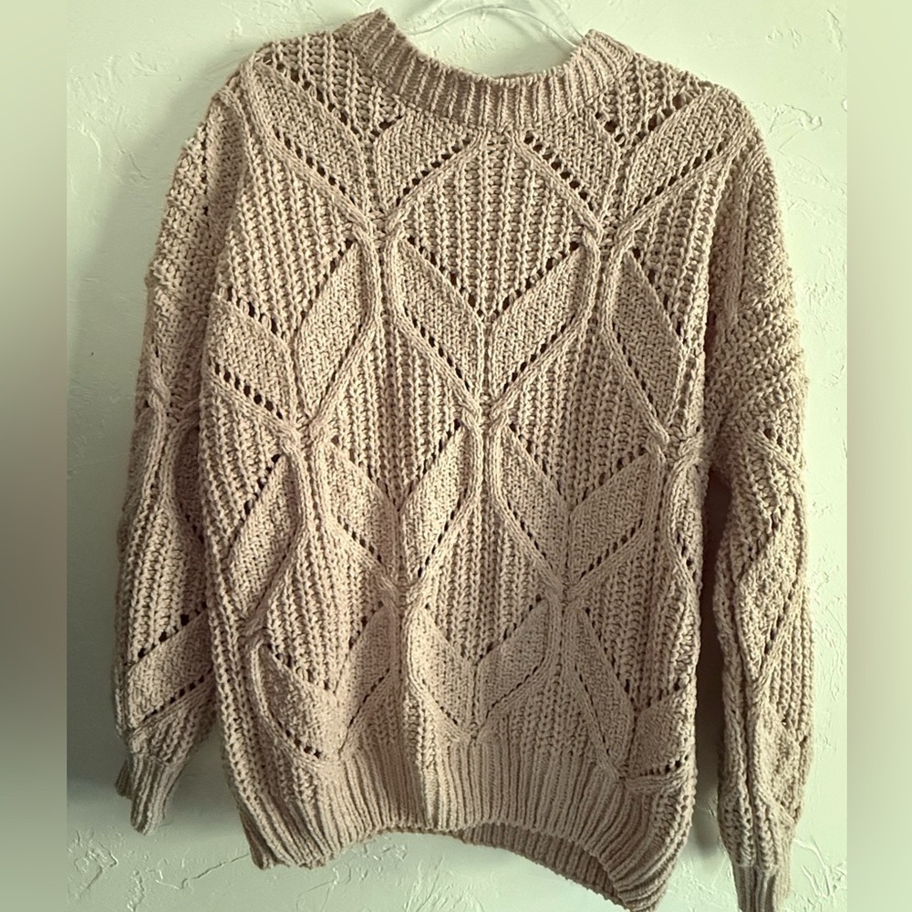 Illa Illa Chunky Knit Popcorn Cable Mock Neck Sweater Small